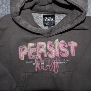 Zara Charcoal Hoodie with Vibrant Pink and Lime Text